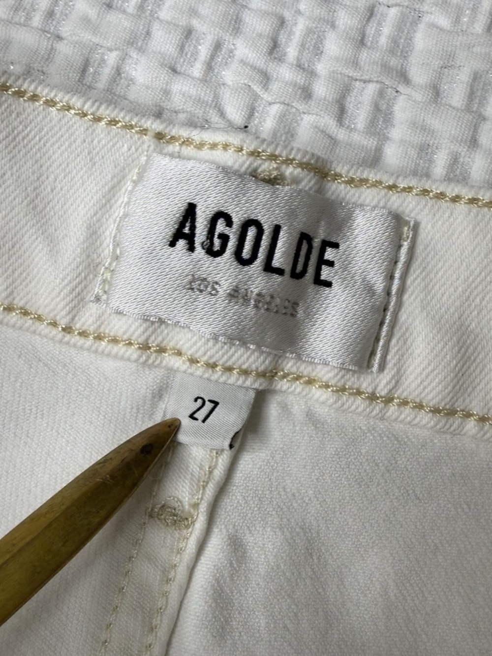 Agolde Ren High-Rise Wide-Leg Jeans Pants Women's Sz 27 Off White Button Fly - Picture 10 of 13